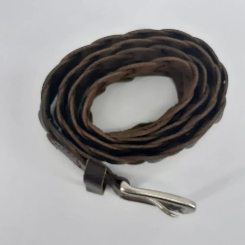 Aeropostale Lare XL Brown Belt Distressed Buckle Silver Tone Leather